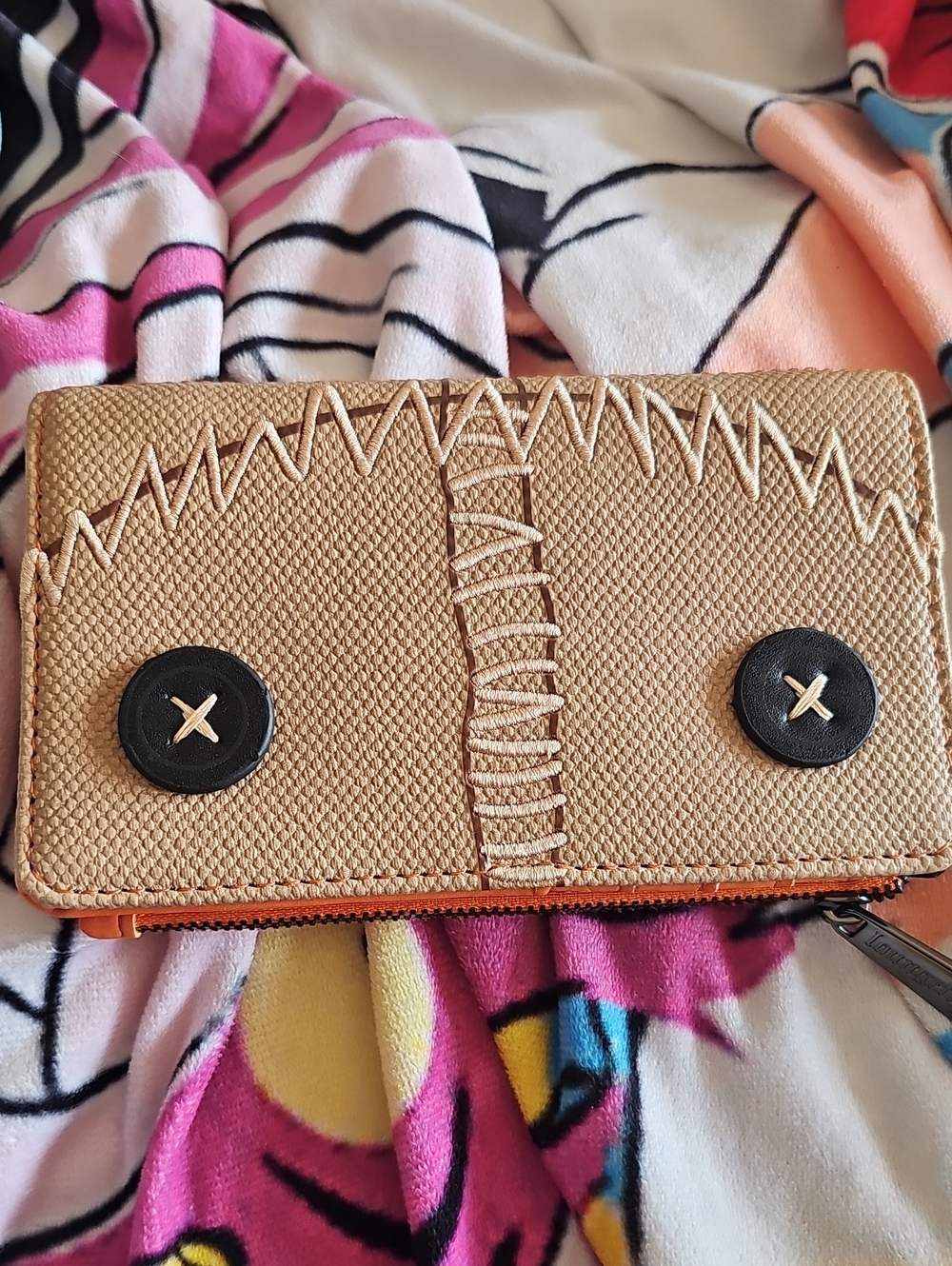 Loungefly Trick r Treat  Stitch-Accent Women's Wallet with Black Button Details